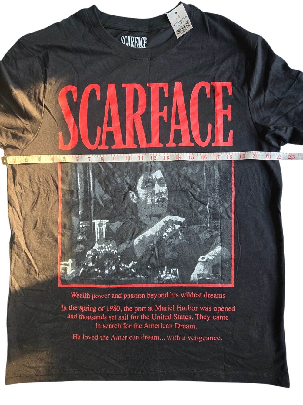 Scarface Movie Graphic Tee Black Tony Montana Vintage‑Style T‑Shirt Size L